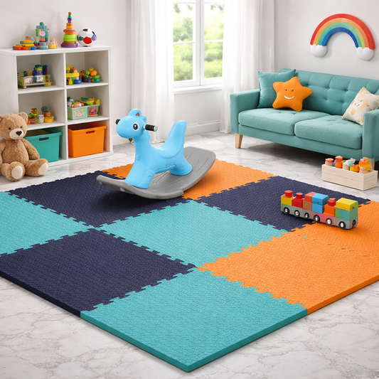 Littlejoy Interlocking Mat - 12mm Thick | 60x60cm 9 Tiles (36 Sq Ft Area) for Kids | Soft & Protective Puzzle Mat for Baby Crawling, Playroom & Exercise